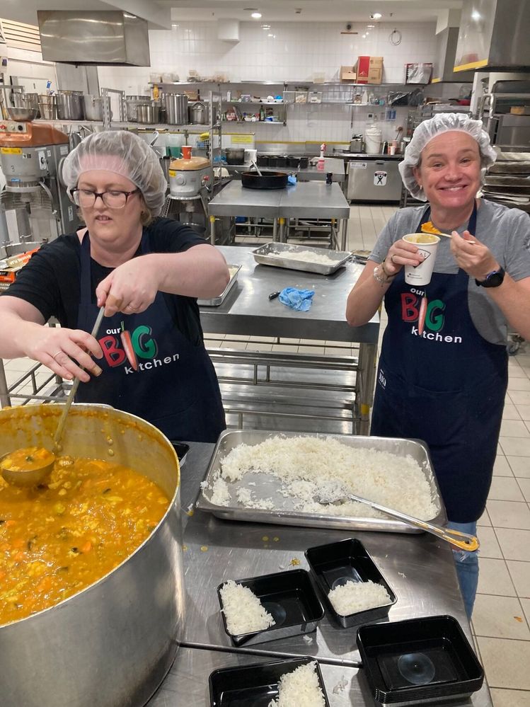 Nadine and Pru sampling their hard work.