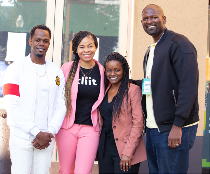 AfroTech Cup Semifinalist team. From left, Erik Young (Audios), Crystal Evuleocha (Kliit Health), Ty Lisha Summers (Spendebt) and DeMarcus Williams (Director, Startup Banking, Silicon Valley Bank). Photo credit: Semharyohannes