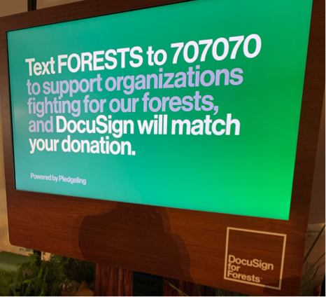 DocuSign used Pledgeling’s Text to Donate product to increase donations to Friends of the Urban Forest, The Wilderness Society, and Rainforest Trust at Dreamforce ‘19.